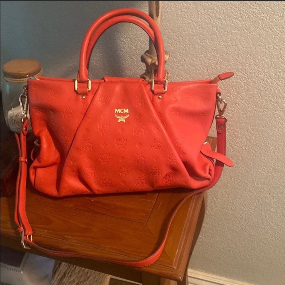 Gorgeous MCM medium embossed statement bag